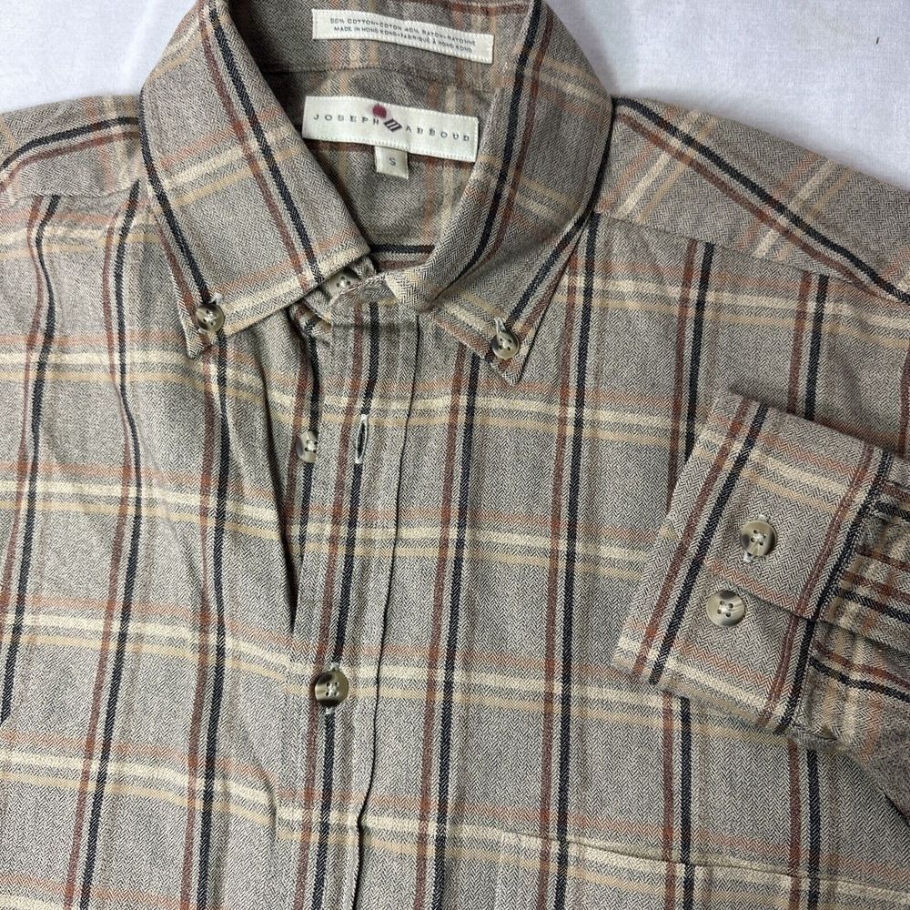 Joseph Abboud Men's Small Flannel Button Down Long Sleeve Brown‎ Outdoor Fall